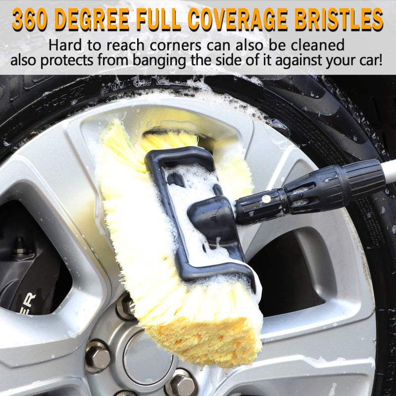 MOFEEZ 10" Car Wash Brush with Soft Detailing Bristle, Flow-Thru Dip Brush for Car Boat RV Camper Truck Washing - Image 4